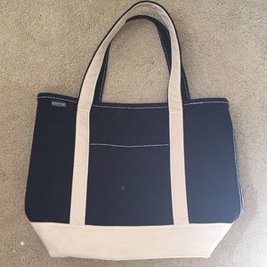 Lands’ End Black and Tan Canvas Tote
